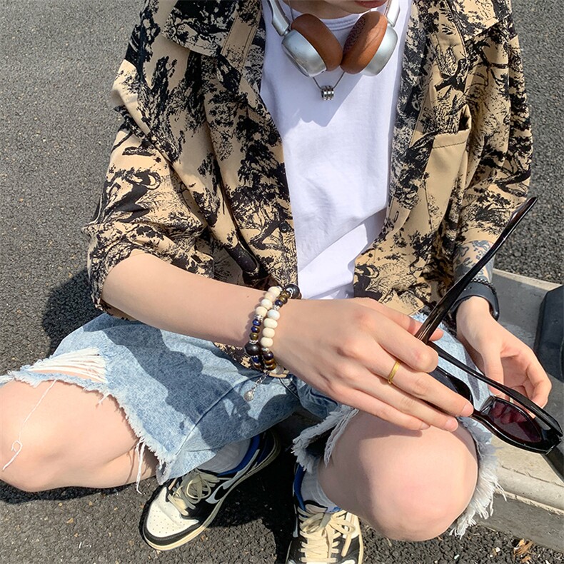 eq406风衬衫夏季冰丝短袖衬衣男港风潮流休闲设计感P40,男装衬衫,电商C306-1