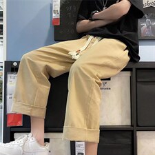 2023夏季新款系带潮流九分裤韩版宽松直筒休闲裤子K3374-P30，男装休闲裤，星座512-2