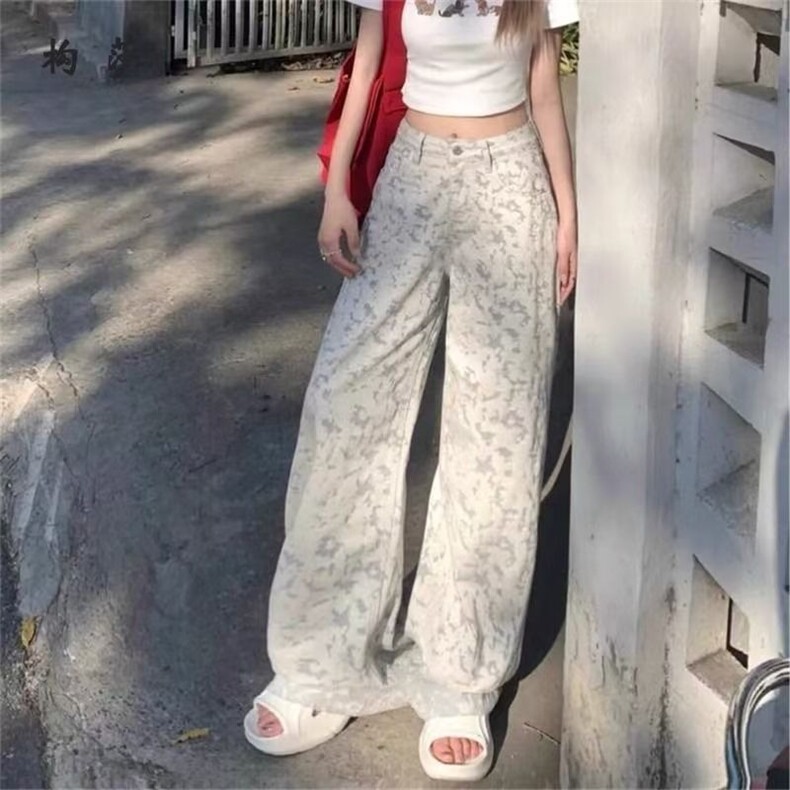 牛仔裤女春夏新款复古做旧扎染设计高级感小众休闲百搭个性直筒裤,男装牛仔裤,星座1210-1