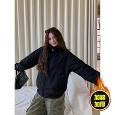 现货冬季美拉德立领飞行夹克廓形高街棒球服加棉加厚棉衣外套，男装夹克，电商A486-1