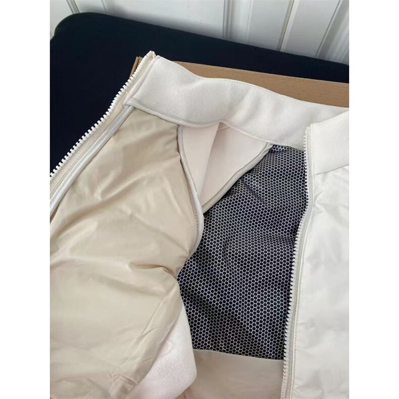 米白色内衬石墨烯排骨立领棉服外套潮牌男女修身夹棉棉袄JSS31p65,男装棉衣,电商D256-3(原A064-3)