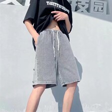 牛仔短裤男夏季薄款排扣潮牌ins潮流百搭外穿E210P35图片