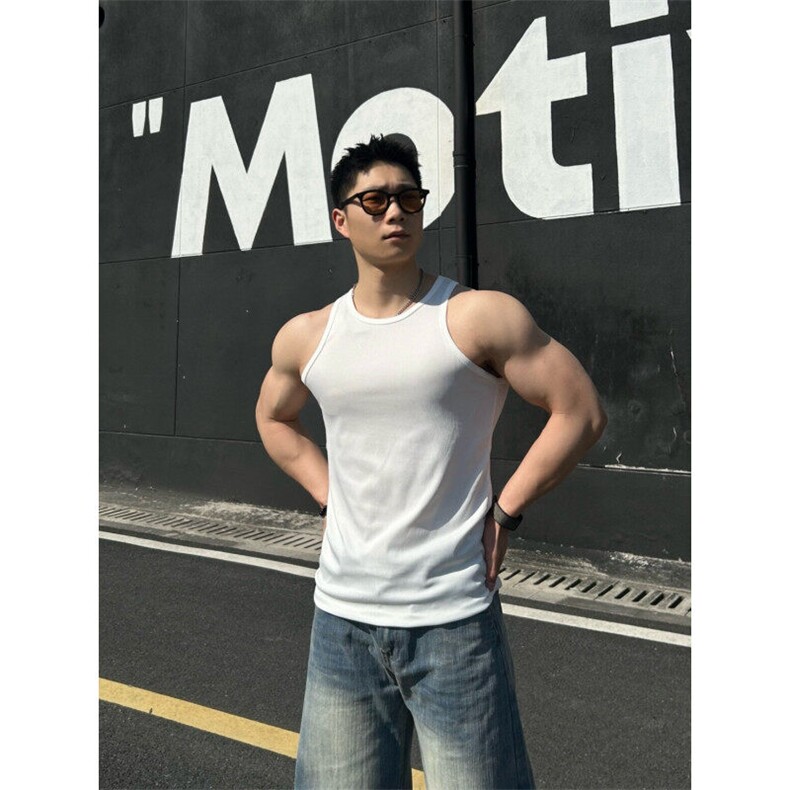 重磅弹力透气螺纹背心男款打底t恤弹性健身运动310A-4-BX66-P13,男装T恤,星座310A-4