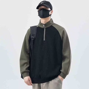 休闲半高领拉链卫衣男秋冬季新款加绒常规套头无品牌春秋冬修身型图片