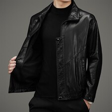 DLSN22053新款皮衣男头层山羊皮夹克翻领商务休闲男装P1000，男装皮衣，电商B360