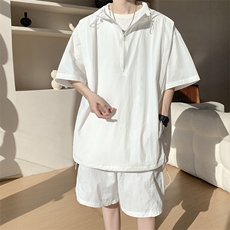 8XL-M休闲运动套装大码工装短袖冰丝薄款连帽户外防晒衣TZ1701P68，男装休闲套装，电商B238