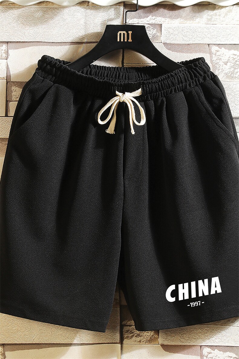MK37248-P15冰丝短裤男士大码宽松休闲五分裤男运动中裤砖墙,男装休闲裤,电商A040A