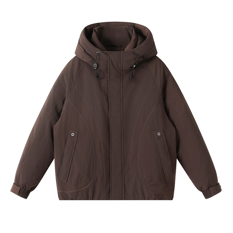 2025新款保暖舒适户外连帽工装外套羽绒服男士潮流休闲冲锋衣夹克，男装羽绒服，电商A234