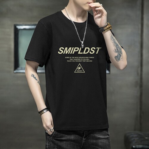 夏季新款2026男士字母印花短袖T恤潮学生班服夏天1210-2-DT33-P10,男装T恤,星座1816-2（原1210–2）