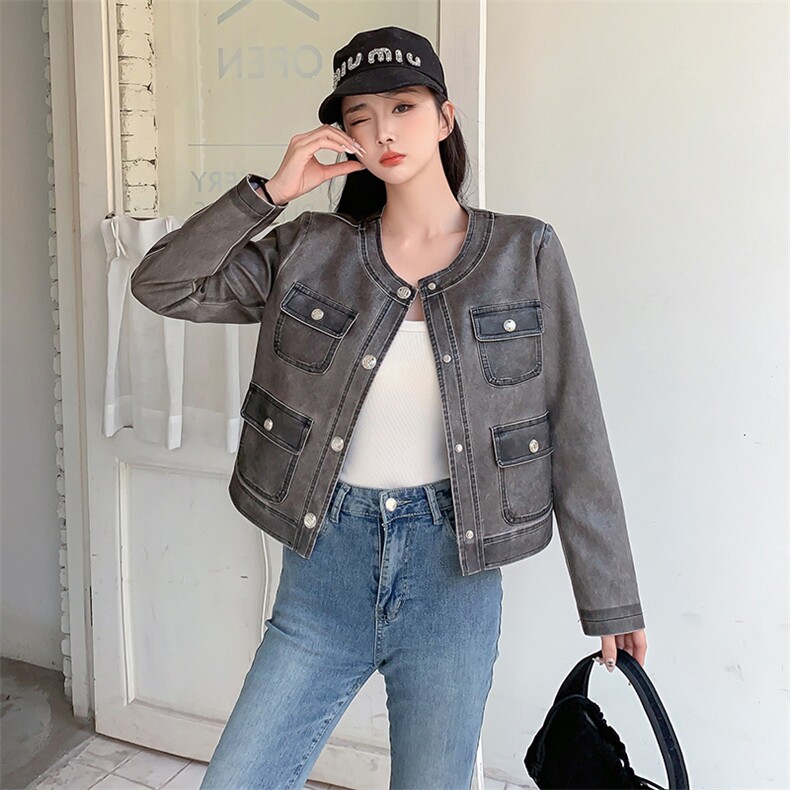 2024春装新款甜酷炸街小香风皮衣短款外套,女装皮衣,美拉德工厂直营店