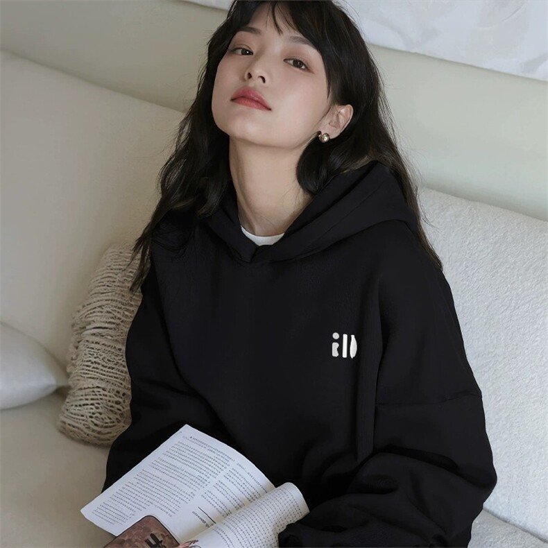 CX275-P49 美式灰色卫衣女2025新款小个子秋冬宽松慵懒风图片