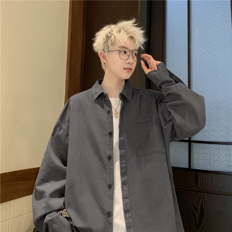 抖音供货2024春装新款复古水洗棉布长袖衬衫外套A158-cs01-P38,男装衬衫,电商A158-1