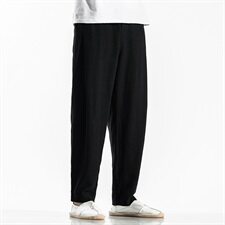 中国风男装亚麻休闲裤复古大码宽松哈伦裤子潮QT6008-1/K031/75，男装休闲裤，电商A008