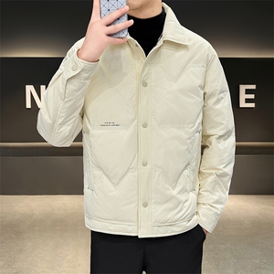 韩版轻薄款羽绒服男潮修身翻领白鸭绒外套百搭青年休闲羽绒衣男图片