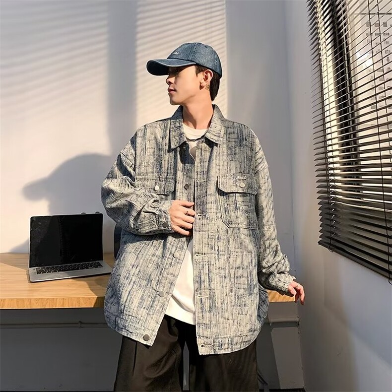 美式牛仔外套港风宽松帅气夹克WT2325p68,男装夹克,星座1013