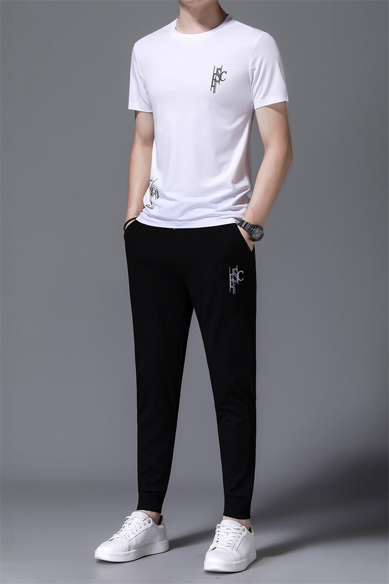 HP529夏季新款男士运动休闲套装二件套圆领刺绣男装速干百搭短袖,男装休闲套装,电商B360