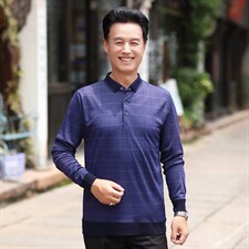 长袖T恤男士卫衣春秋季2023新款纯色翻领打底衫上衣服中老年男装，男装卫衣，电商B212（原钱塘6029）