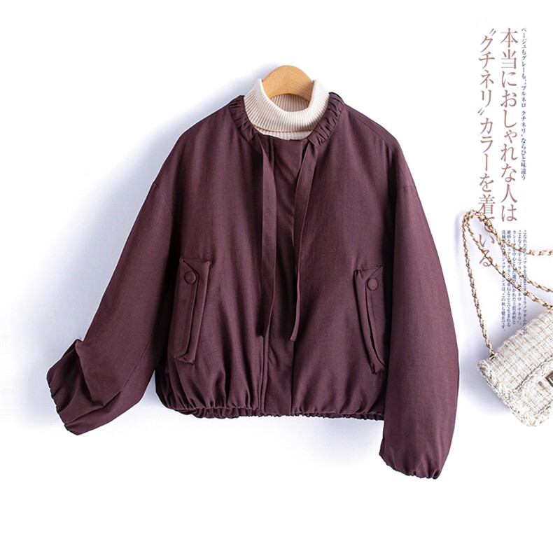 水衣源2798款圆领飘带短款羽绒服女休闲宽松外套图片