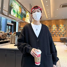 秋冬新款V领羊绒开衫女减龄时尚气质百搭带兜羊毛衫M333-P53，男装针织衫/毛衣，星座1109-3