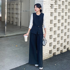 轻熟风韩系马甲套装女2025秋新款时尚穿搭洋气减龄阔腿裤三件套潮，女装套装/套裙，浙宝217