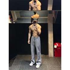 石墨灰解构美式健身运动微喇休闲裤ZK0666-P45，男装休闲裤，星座313A(原308A-2)