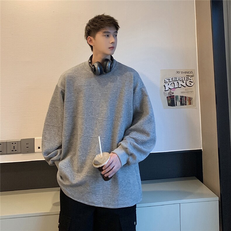 立体纯色方格花纹面料卫衣男：聚酯纤维95%氨纶5%WY77050P38控58,男装卫衣,星座227-7