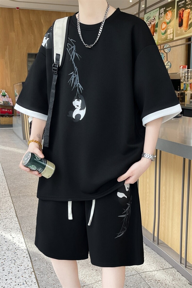 主推夏季风印花套装青少年时尚百搭短袖短裤套装TZ6123,男装牛仔裤,星座210-1