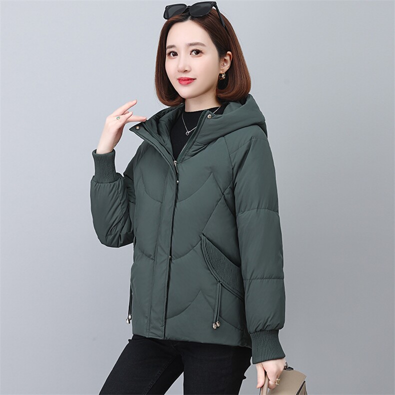 冬季连帽羽绒服女2024新款韩版小个子休闲宽松白鸭绒保暖加厚外套,女装羽绒服,婷思杰（原婷想服饰）