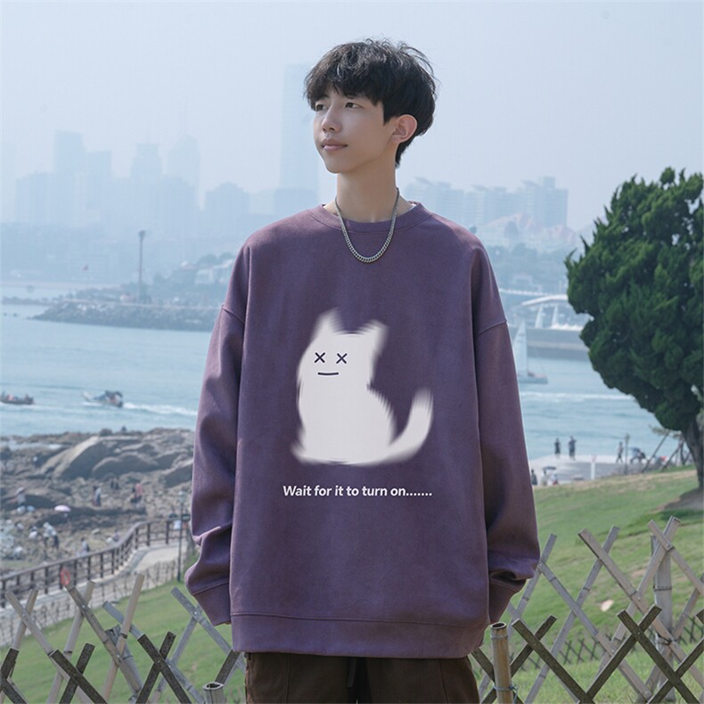抖音得物高品质重磅港风麂皮绒宽松圆领卫衣wyjp3970-特p35控69,男装卫衣,星座605(原A050)