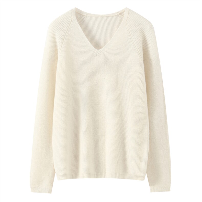 2025舒适百搭简约秋冬新款软糯舒适女士v领长袖抽条羊绒衫，女装羊绒衫，星纬羊绒