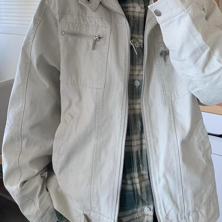 JK8968-P72cleanfit藏青色水洗牛仔外套男秋冬款美式复古立领,男装工装外套,电商B323A