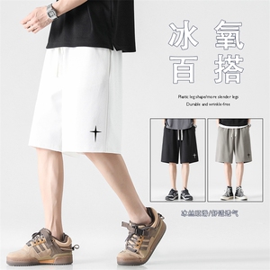 男装重磅休闲短裤男夏季新款十字印花运动五分裤男XD2386特批35图片