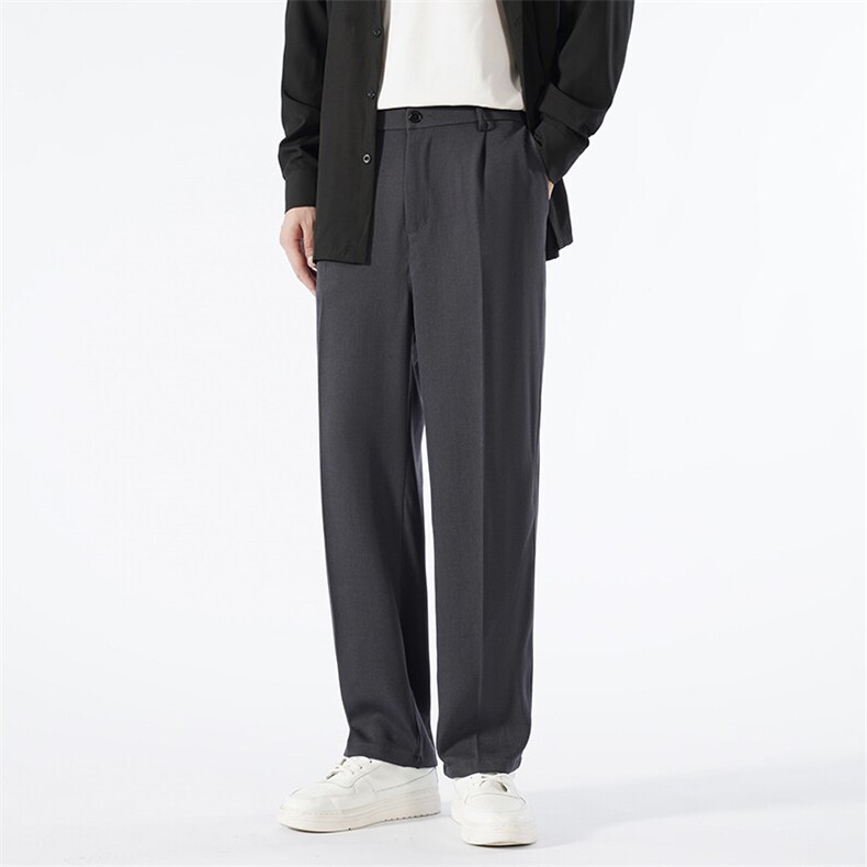 直筒宽松九分冰丝裤夏季薄款阔腿长裤垂感西装裤B310特批38，男装西服套装，星座1504（原917）