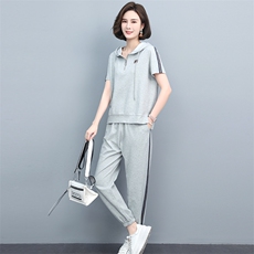 短袖运动套装女2025中年夏装新款时尚洋气年轻小个子妈妈两件套，女装套装/套裙，忆绮罗