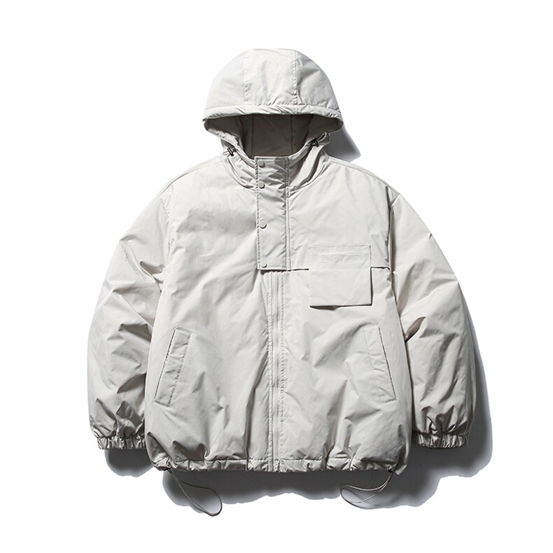 南夏乔装2025冬款纯贴布装饰连帽羽绒服日系复古宽松保暖羽绒袄男,男装羽绒服,电商S006（B521）