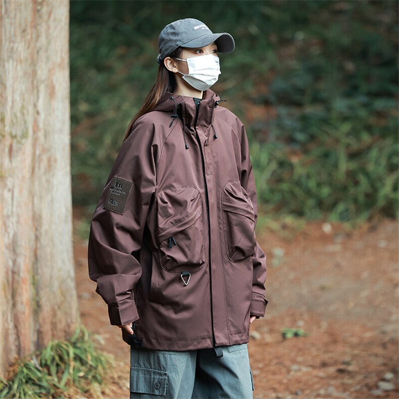 户外工装风口袋冲锋衣外套风衣男女连帽百搭休闲夹克2353-P70,男装夹克,星座1403A