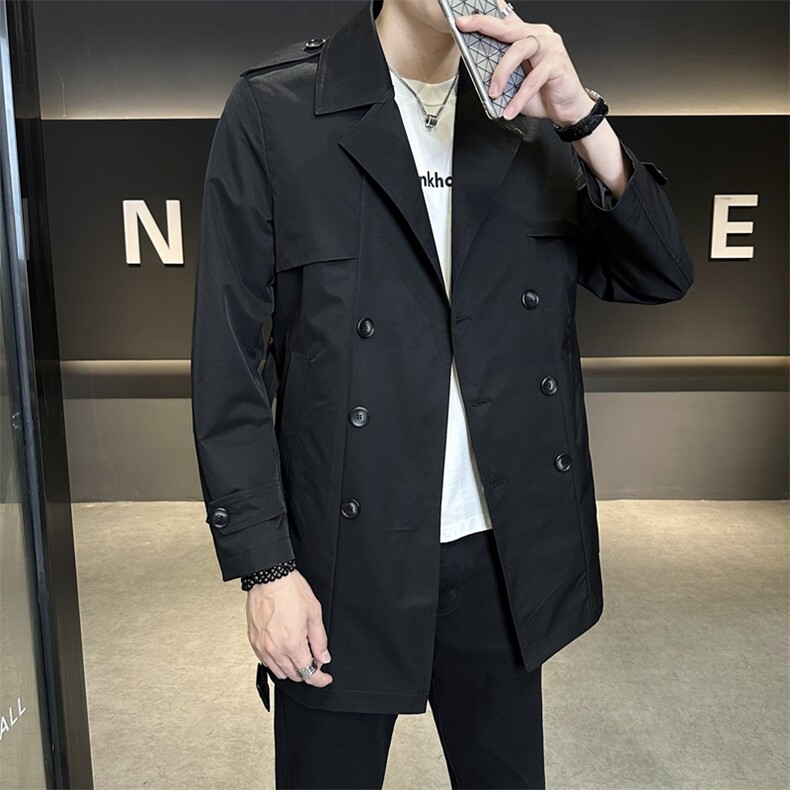 韩版风衣外套男2025款高级感痞帅男装中长款大衣外套P120控168,男装风衣,星座914