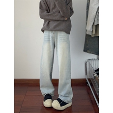 B221美式ins高街暗黑重工艺宽松微喇牛仔裤LK24388-P55控78，男装牛仔裤，电商B221