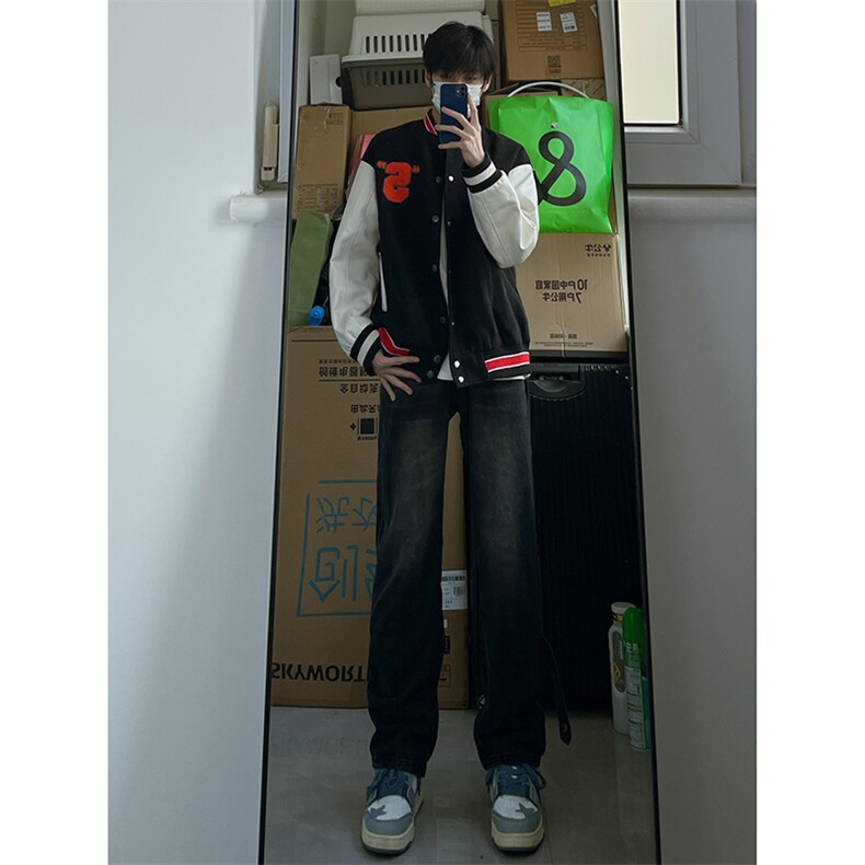 B221美式ins高街小众拉链直筒牛仔裤LK23028-P60控78,男装牛仔裤,电商B221