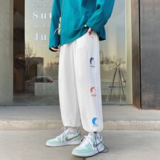 2023秋季新款宽松裤脚抽绳休闲长裤卡通印花运动裤K2108-P50图片