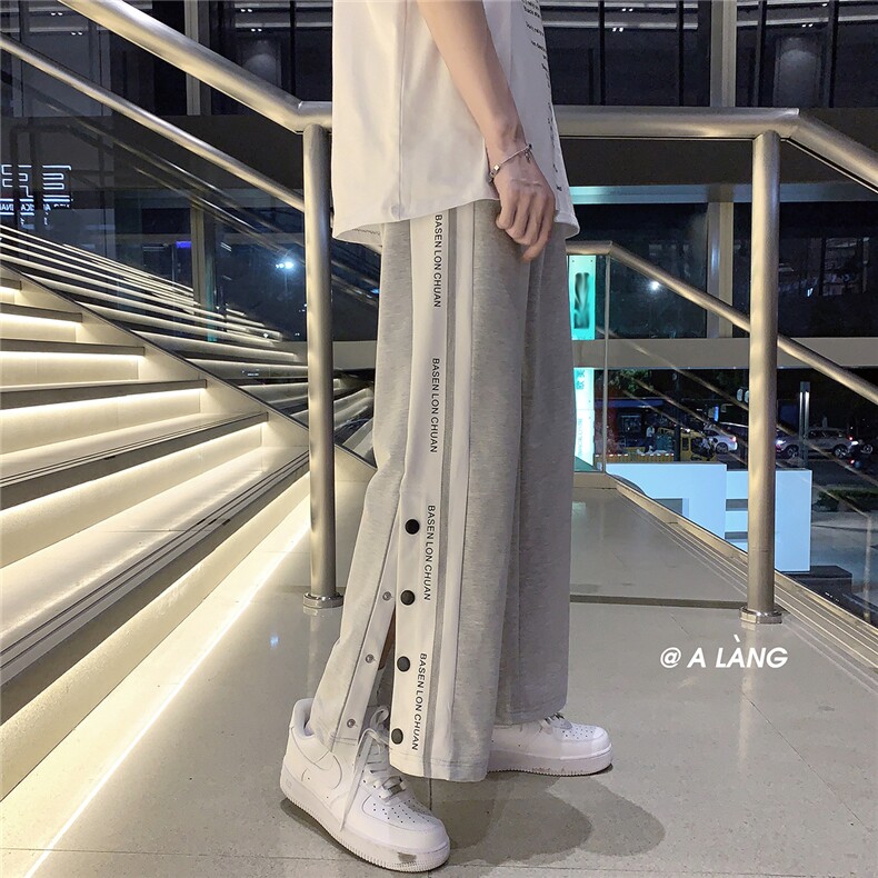 【现货】XZ612-K92-P55-68春夏薄款字母排扣开衩运动休闲裤0,男装休闲裤,星座612