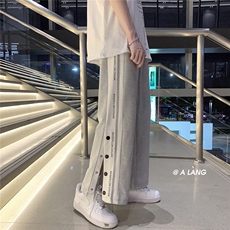 【现货】XZ612-K92-P55-68春夏薄款字母排扣开衩运动休闲裤0，男装休闲裤，星座612