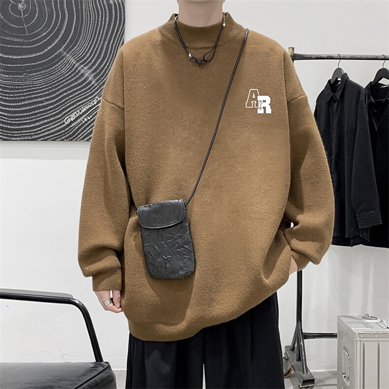 8XL半高领毛衣男大码胖子针织衫毛线衣 M18369-P45 加绒款-P65图片