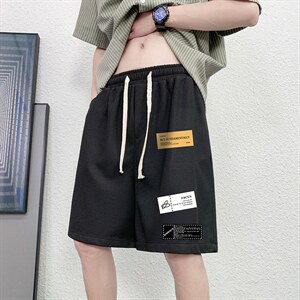 HD74118-P22 华夫格短裤男大码宽松五分裤男直筒中裤图片