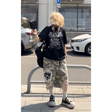 【有货】A339CC-特P48美式复古破洞补丁迷彩七分短裤男女，男装牛仔裤，星座1007（原301D）