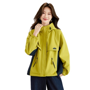 现货2025新款加绒连帽女士休闲时尚连帽派克服图片