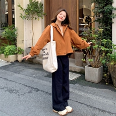 橘色冲锋衣工装外套女春秋2025新款韩系流行设计感爆款小个子爆款，女装短外套，2C262