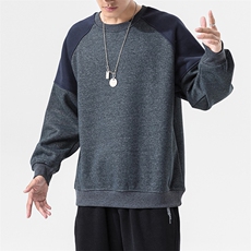 2021春季新款无影墙日系潮流大码圆领宽松拼接卫衣男W53-P45，男装卫衣，电商A001