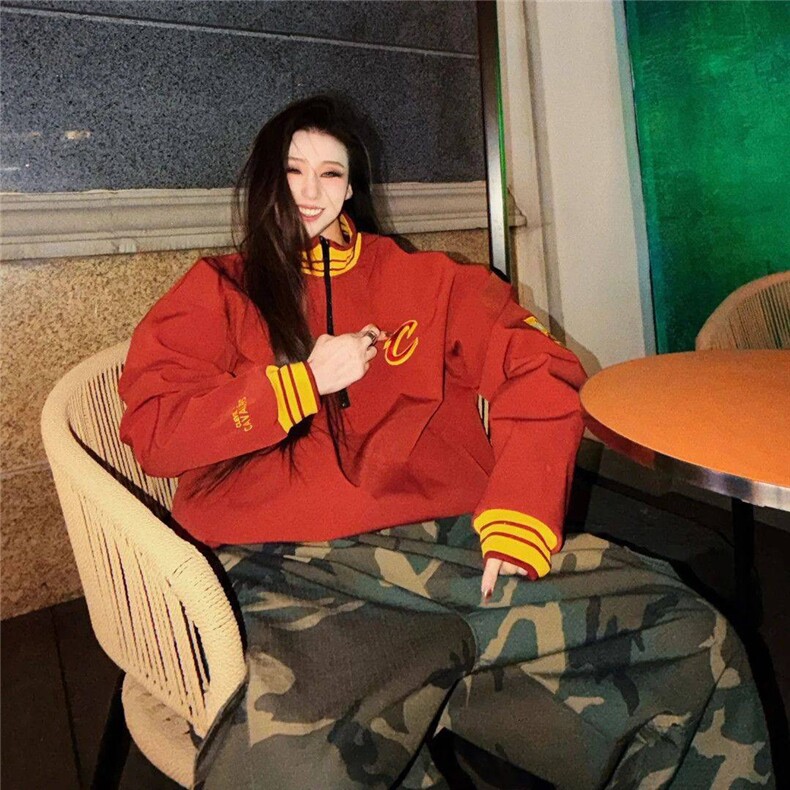 1506/QT6160/P73新款刺绣美式复古球服詹姆斯款半拉链卫衣情侣,男装卫衣,星座1506