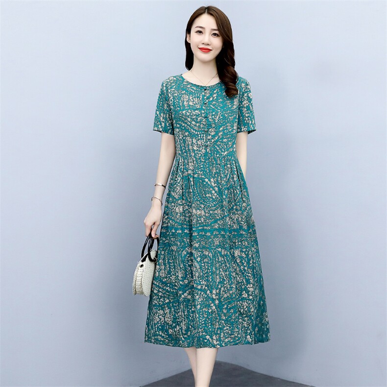 复古减龄碎花连衣裙女装2026年新款夏季气质收腰棉麻显瘦亚麻裙子,女装连衣裙,倪叶myz